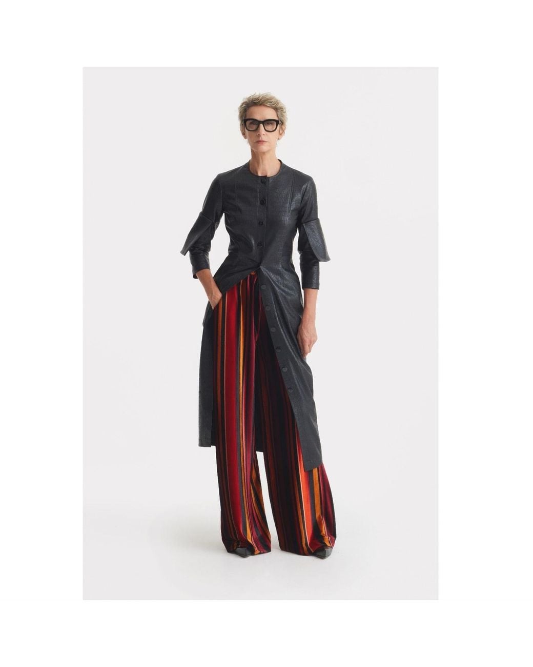 Julia Allert Red Retro Wide-Leg Trousers