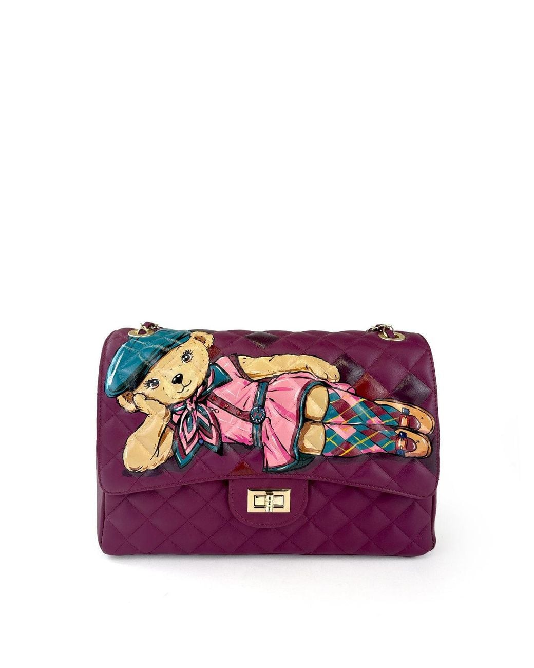 Maison Rubaiyat Purple Kiki Hand-Painted Leather Flap Shoulder Bag – Mrs. Bear