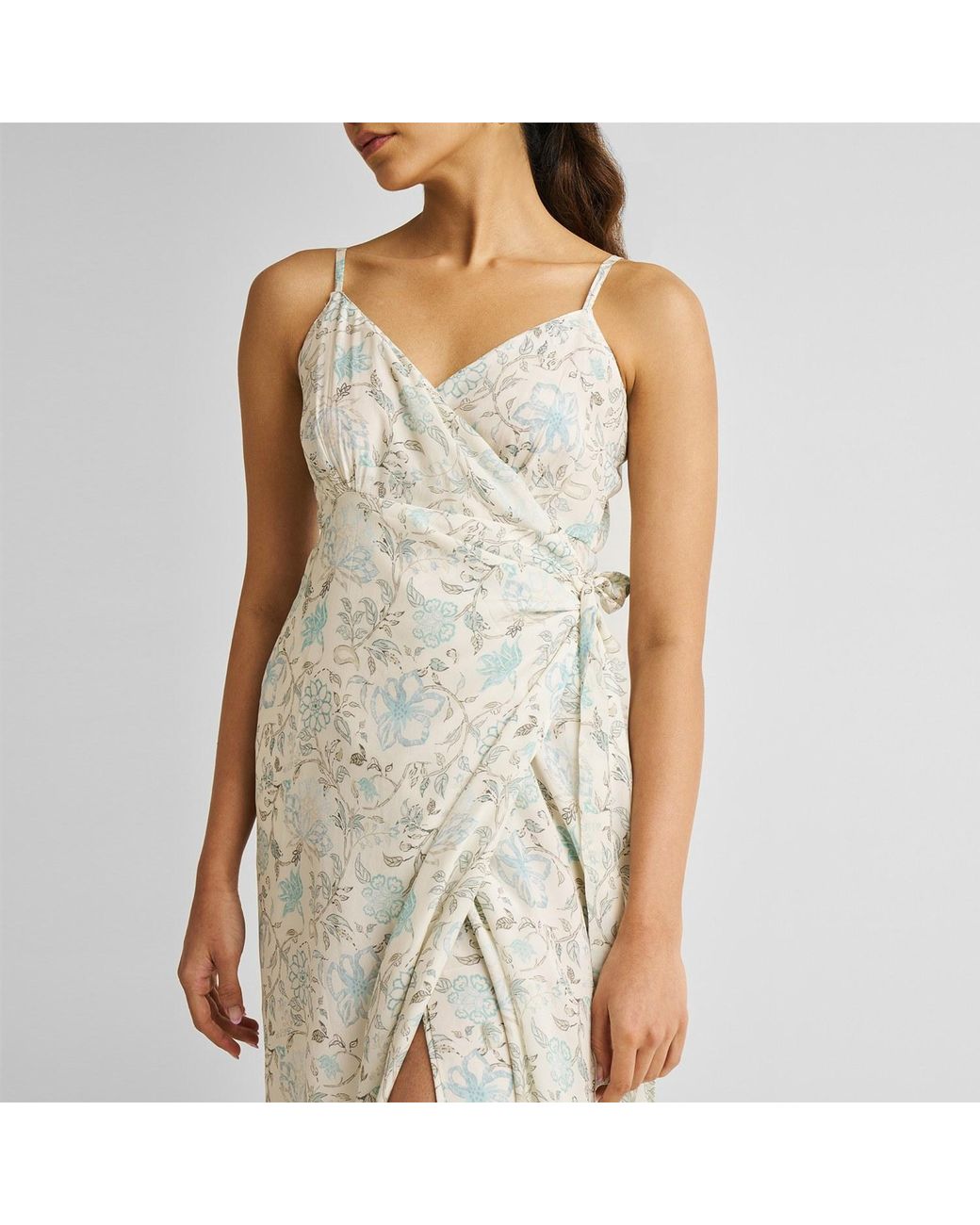 REISTOR White Strappy Wrap Crepe Dress