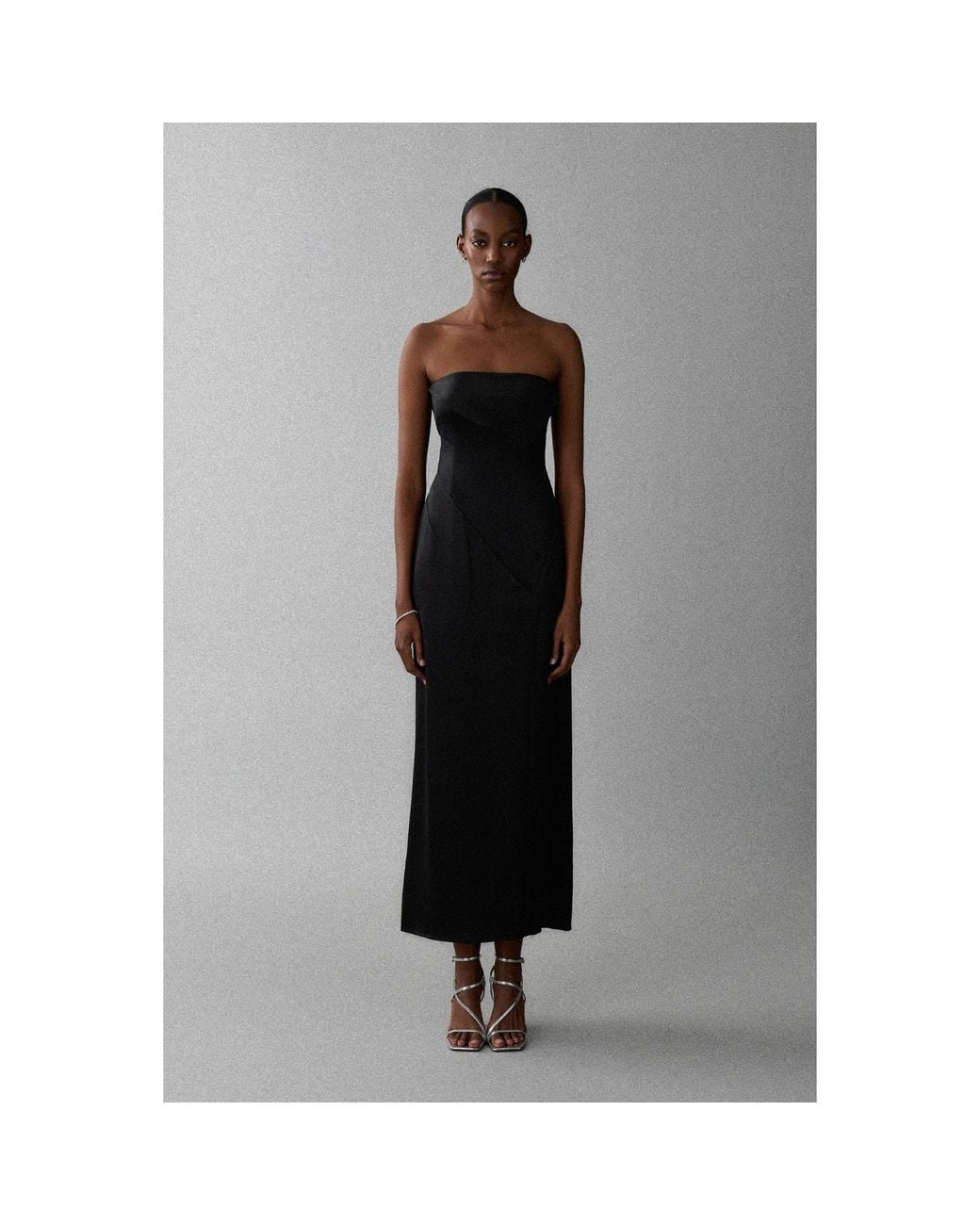 Aisl Black Strapless Fold Bodice Maxi –