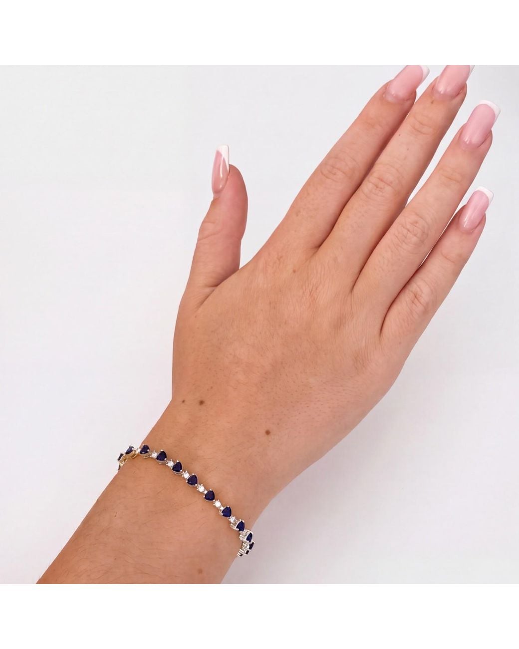 Latelita London Blue Asscher Cut Heart Tennis Bracelet Sapphire