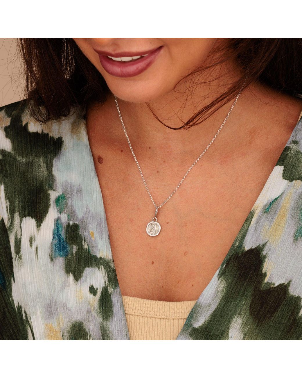 Lily Charmed Metallic Sterling Twenty First Birthday Charm Necklace