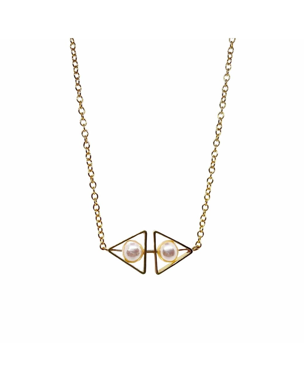 Aracheli Studio Metallic Double Triangle Pearl Art Choker Necklace