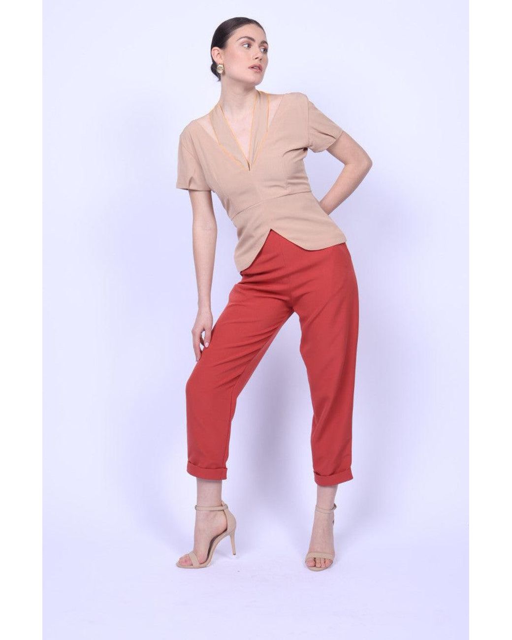 Mary Dickow Red Livia Pants-Burnt