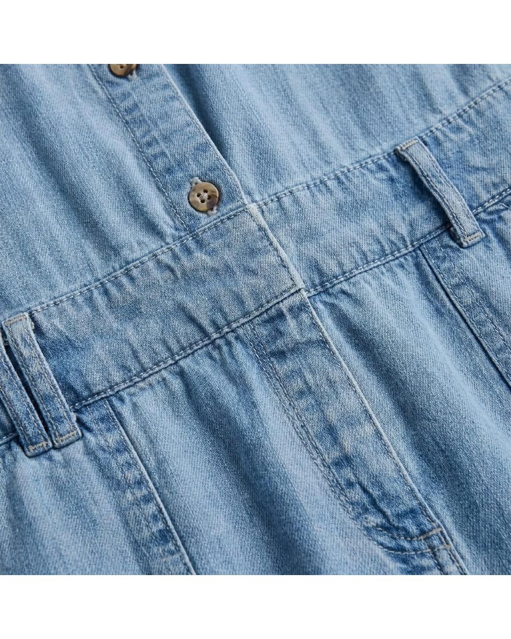 Modenaire Blue Denim Mini Dress Structured Button Front