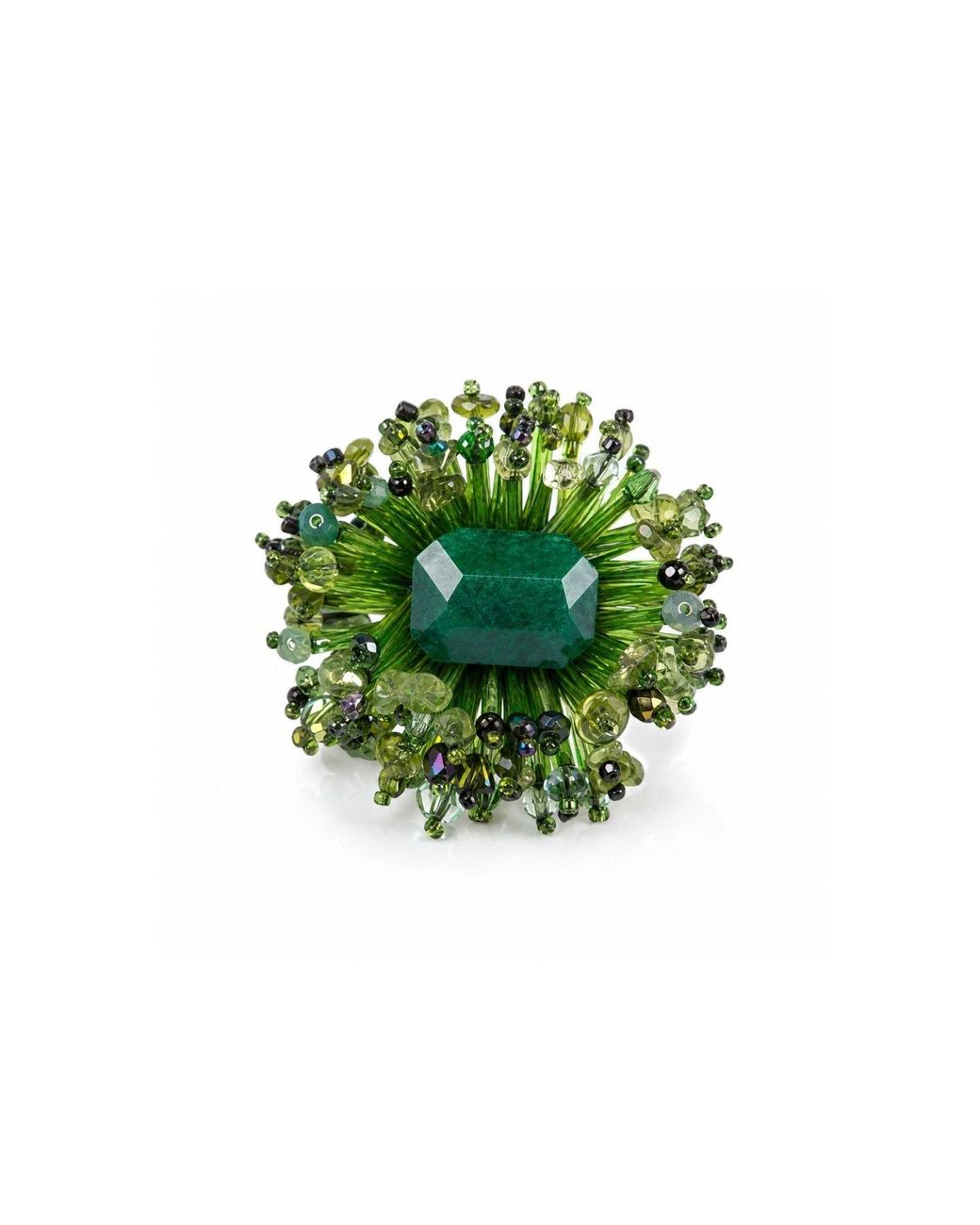 Jaredjamin Green Ivy Beaded Burst Ring