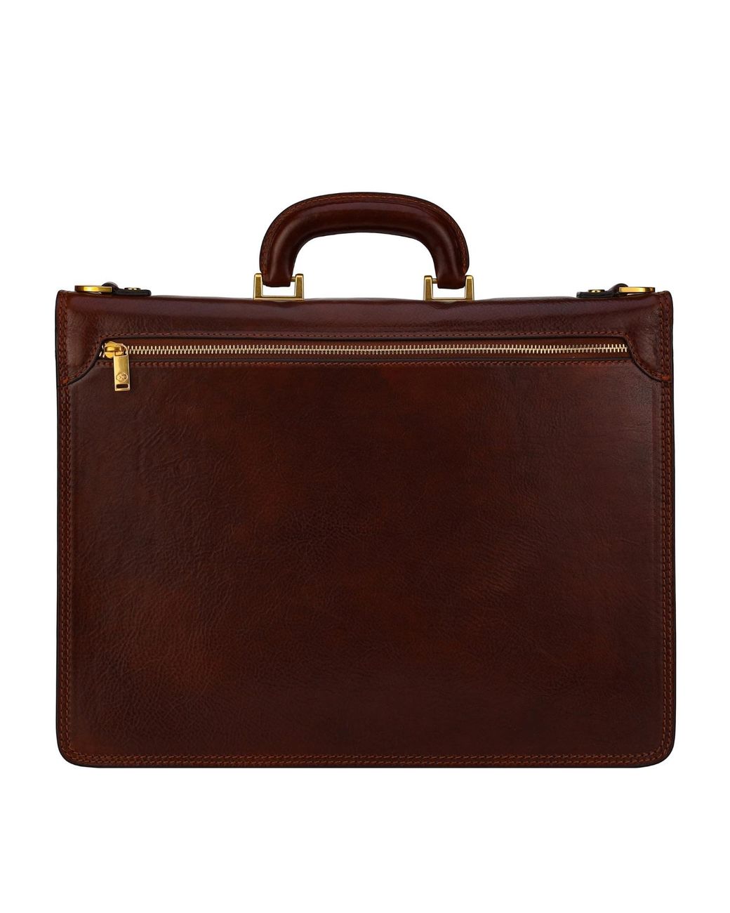 Time Resistance Brown Leather Briefcase
