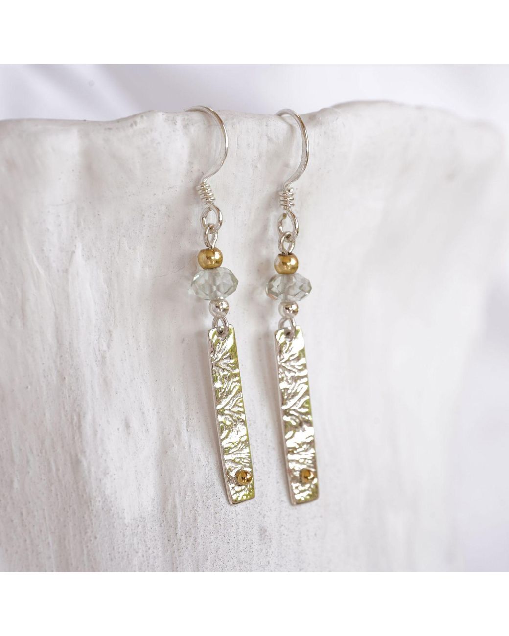 Isla Silver Metallic Amethyst Textured Drop Earrings