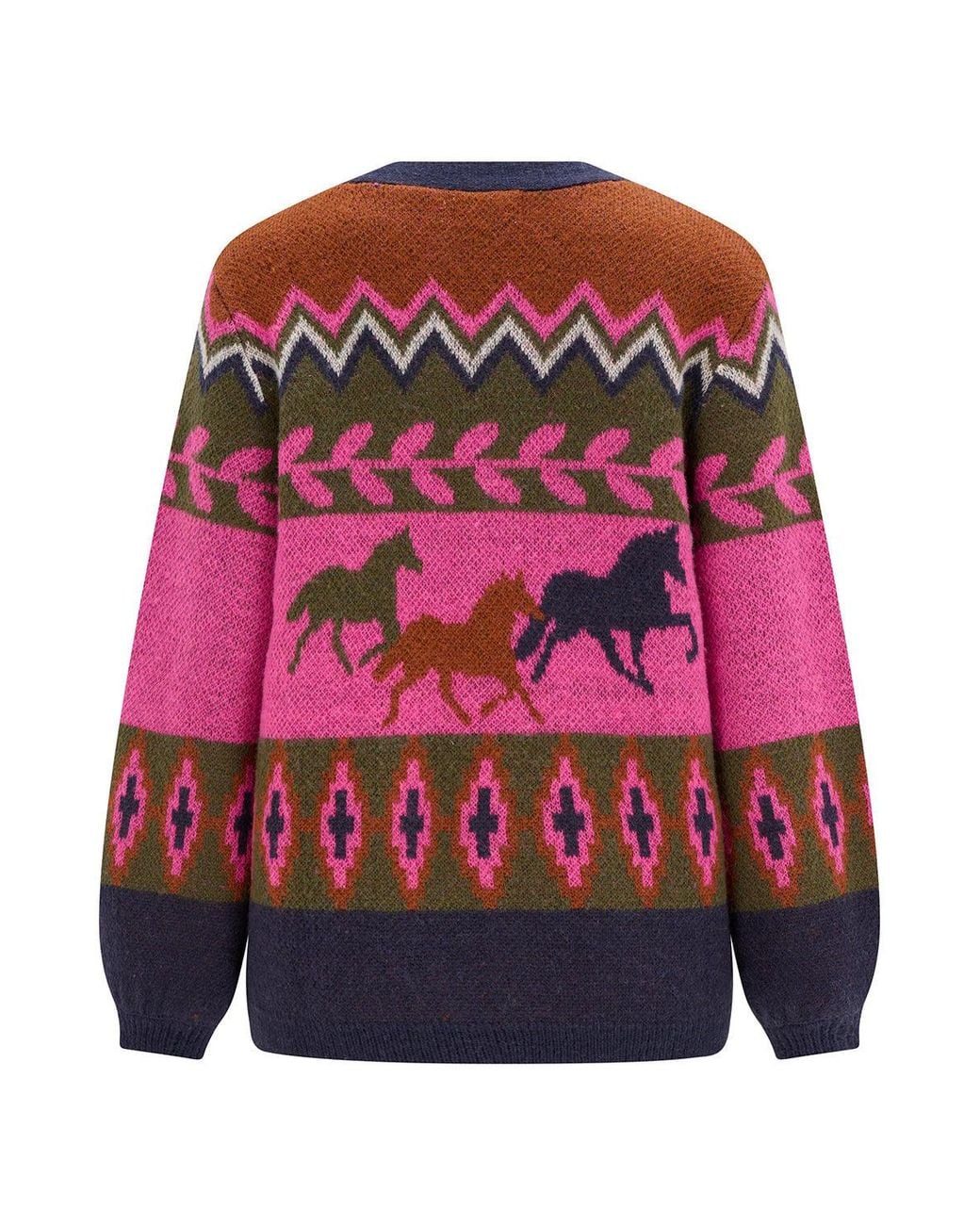 Sugarhill Red Yvette Cardigan Horses