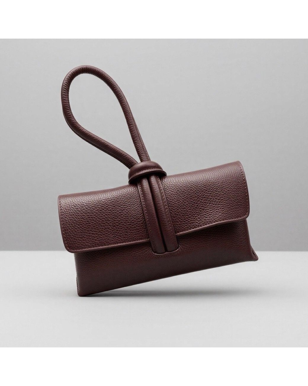 London Atelier Byproduct Red Burgundy Leather Loop Clutch Bag