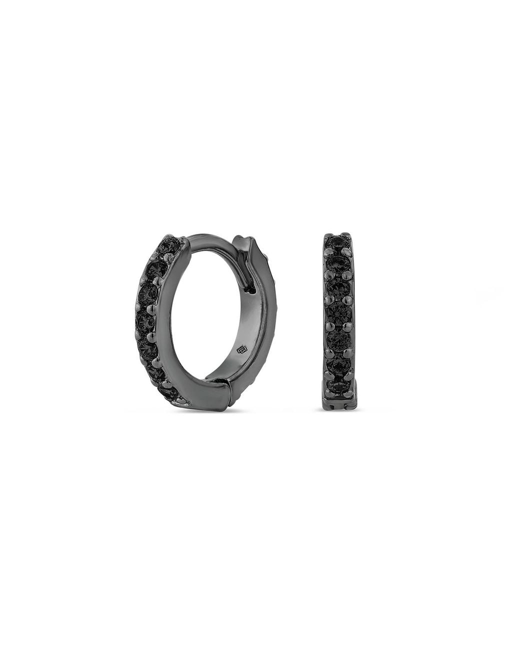 SALLY SKOUFIS Black Light Huggie With Made Cz Diamond Stimulant