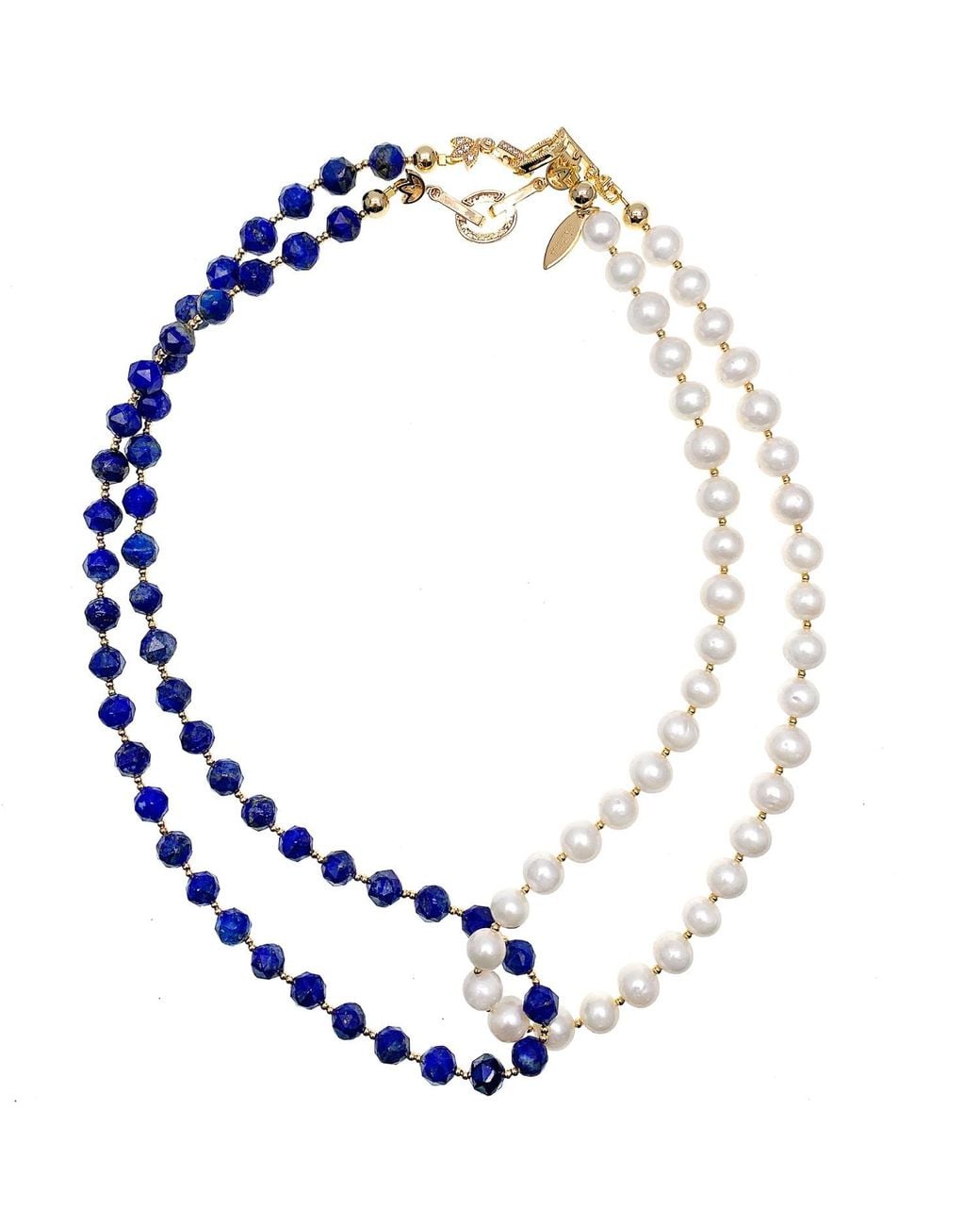 Farra White Lapis & Freshwater Pearls Multi-Way Necklace