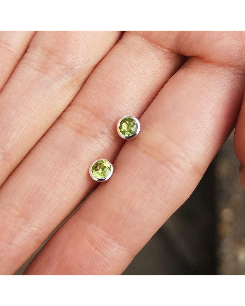 Lily Charmed Green August Birthstone Stud Earrings