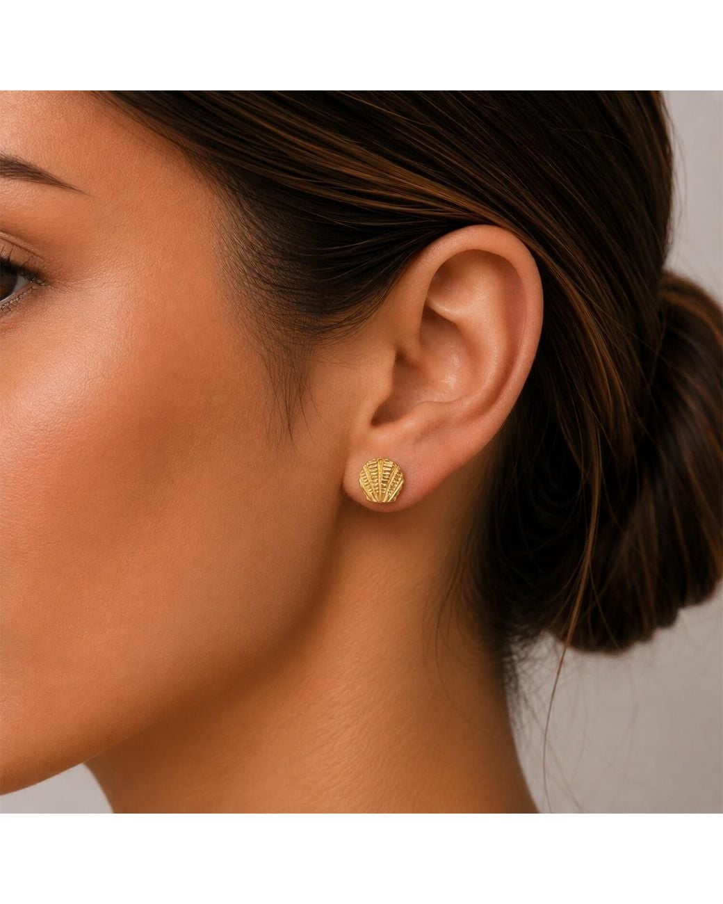 Gold & Honey Metallic Seashell Stud Earrings