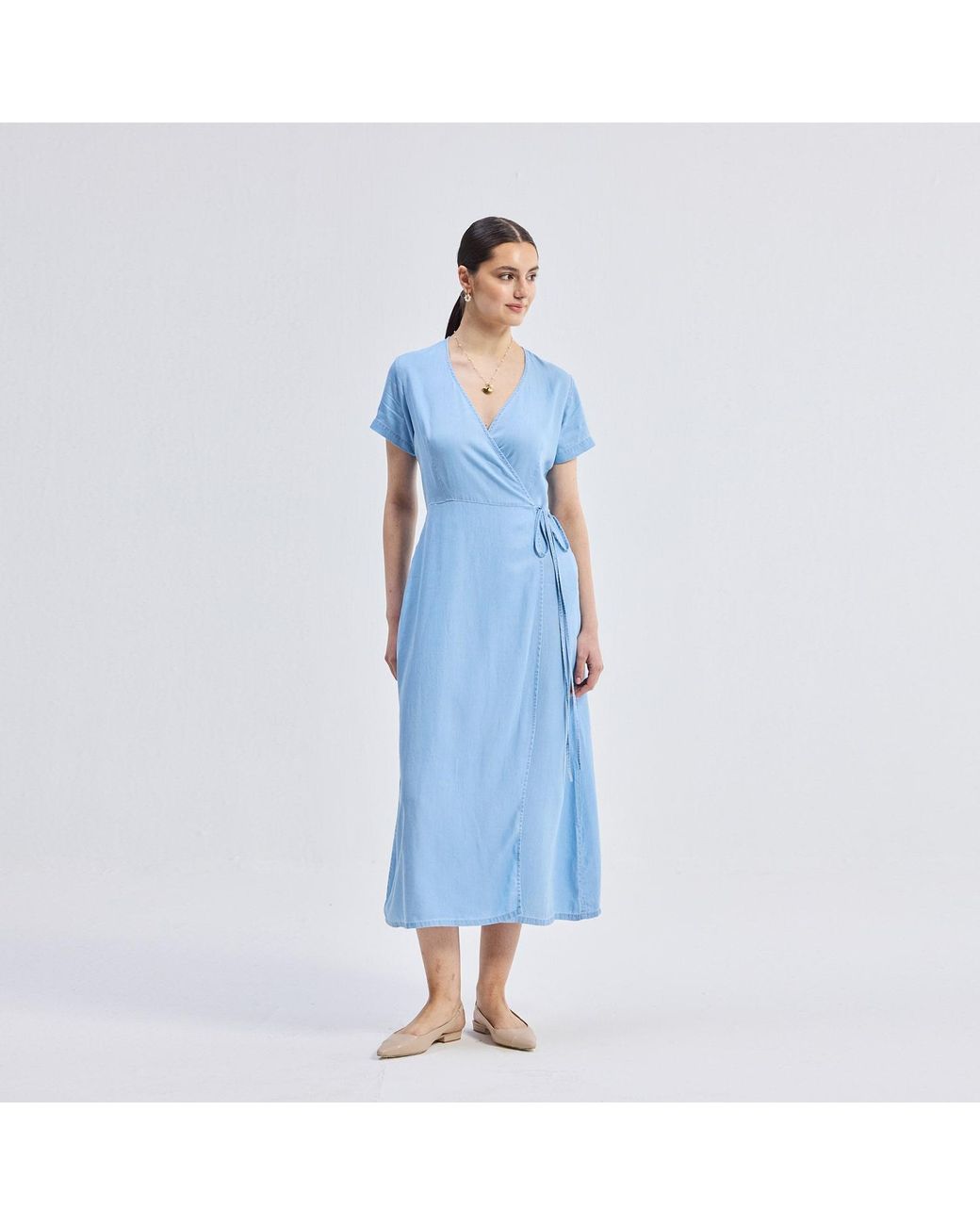 REISTOR Blue Maxi Wrap Dress