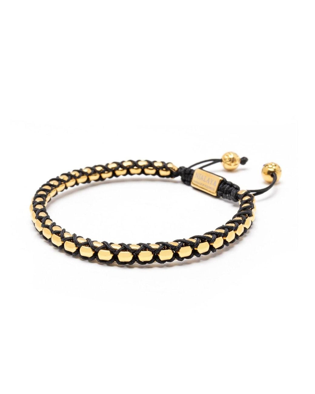Nialaya Metallic String Box Chain Bracelet for men