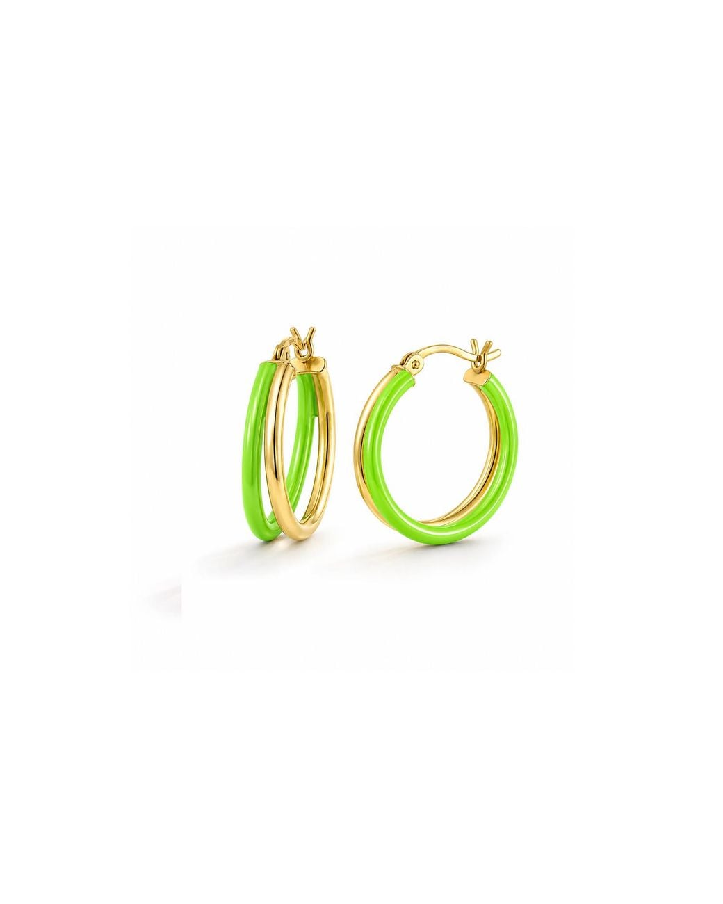 Gold & Honey Green Double Hoop Earrings