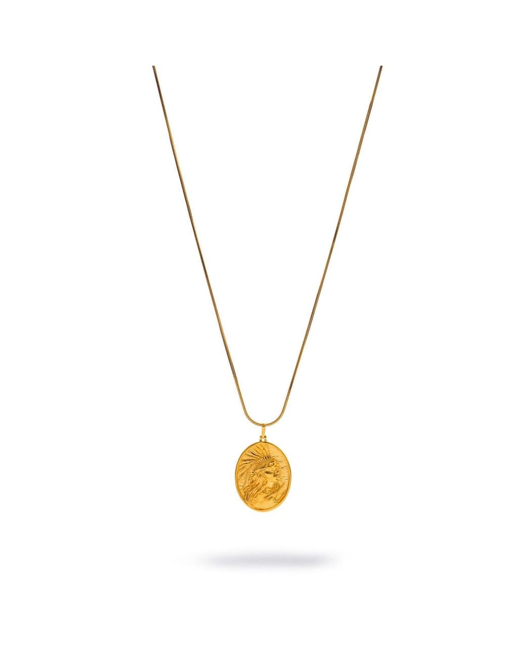 Ebru Jewelry Metallic Golden Warrior Goddess Medallion Necklace