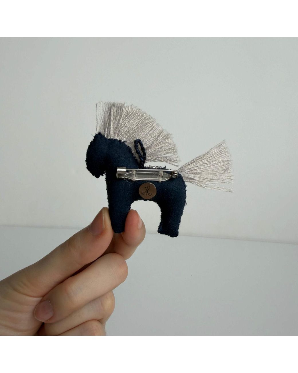 VETKA Black Handmade Horse Brooch- Moon