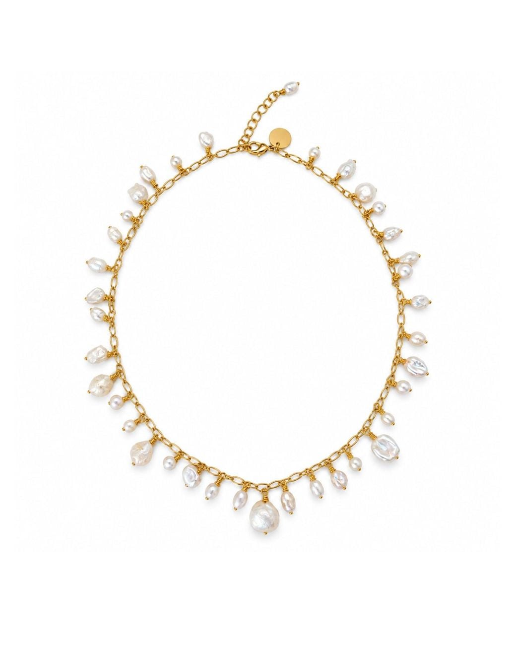 Lalinde Metallic Vintage Pearl Necklace