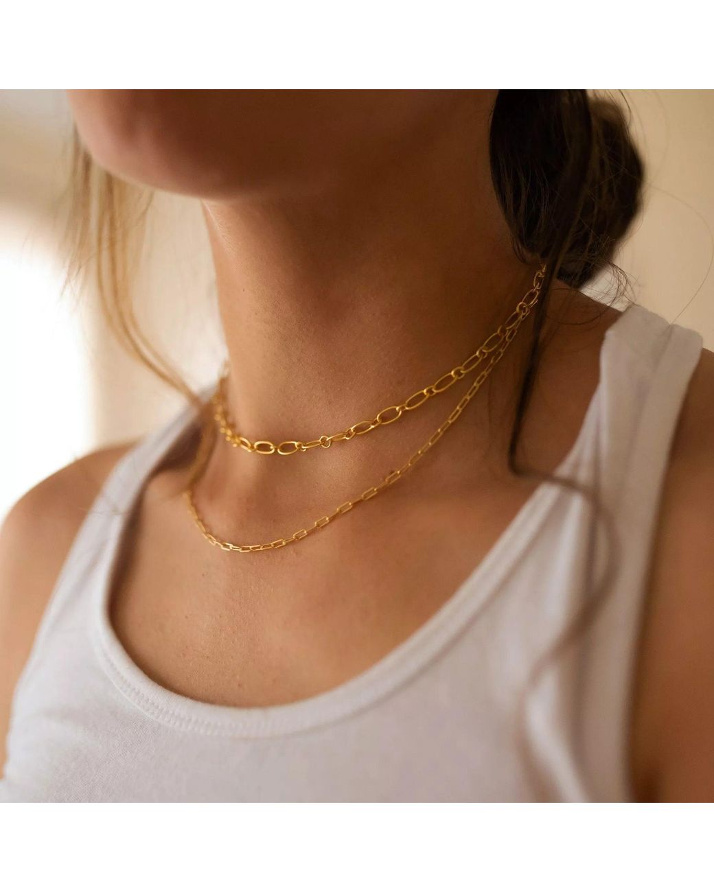 Elk & Bloom Metallic Thin Paperclip Chain Necklace