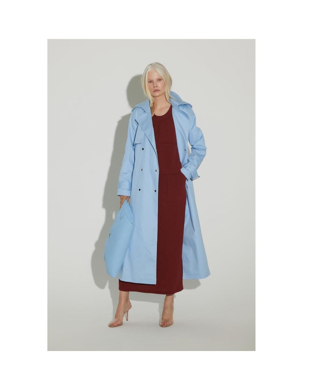 Julia Allert Blue Belted Classic Longline Trench Coat – Light