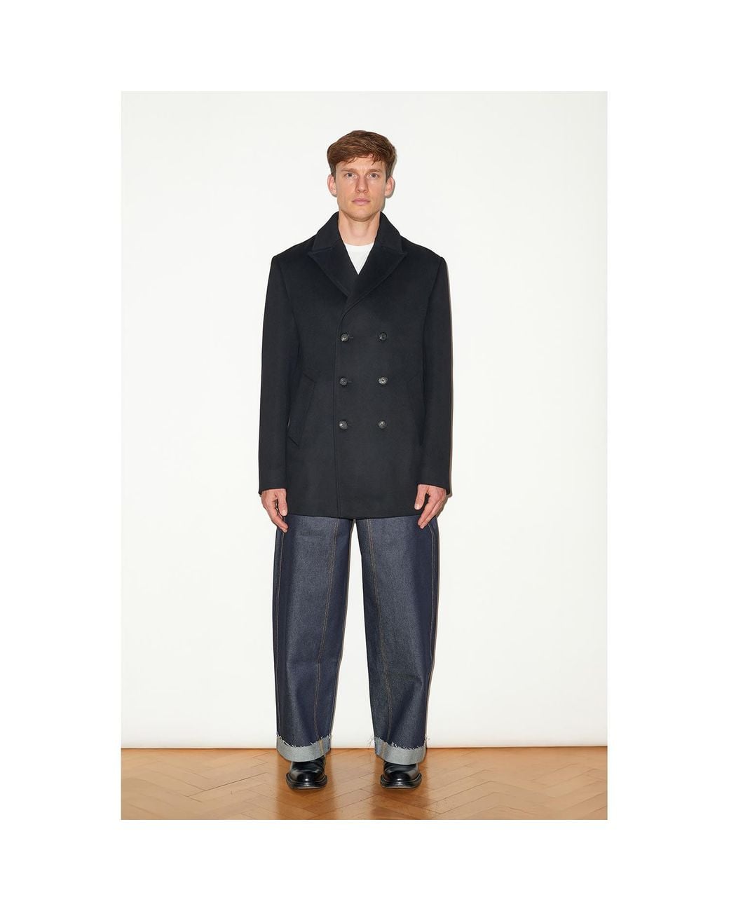 Hegarty London Black Cashmere And Wool Pea Coat for men