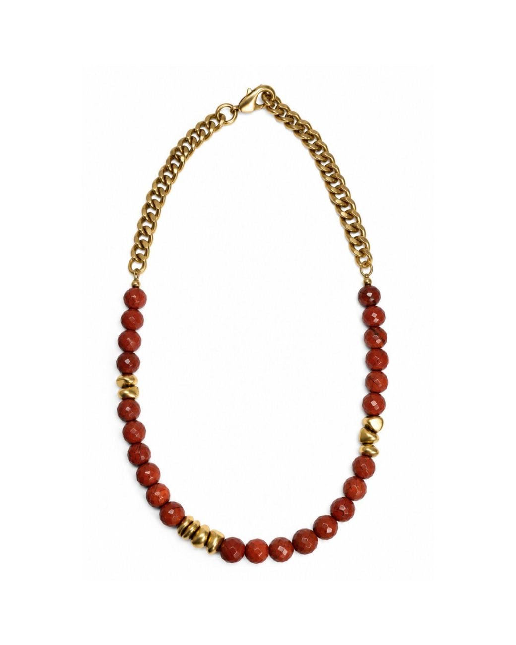 Rachel Nathan Red Jasper & Brass Stones Necklace