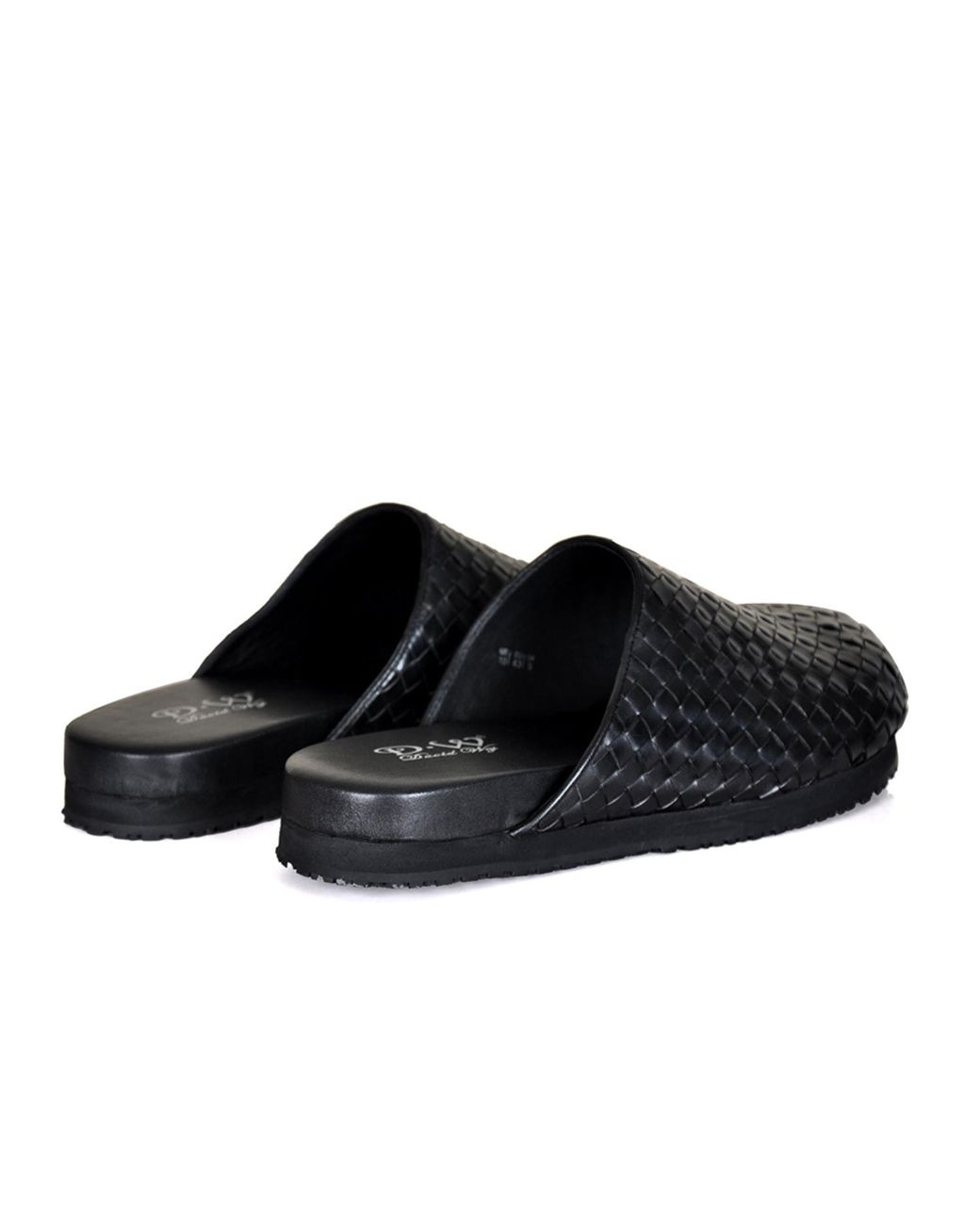 DAVID WEJ Black Lorenzo Handmade Woven Mules for men