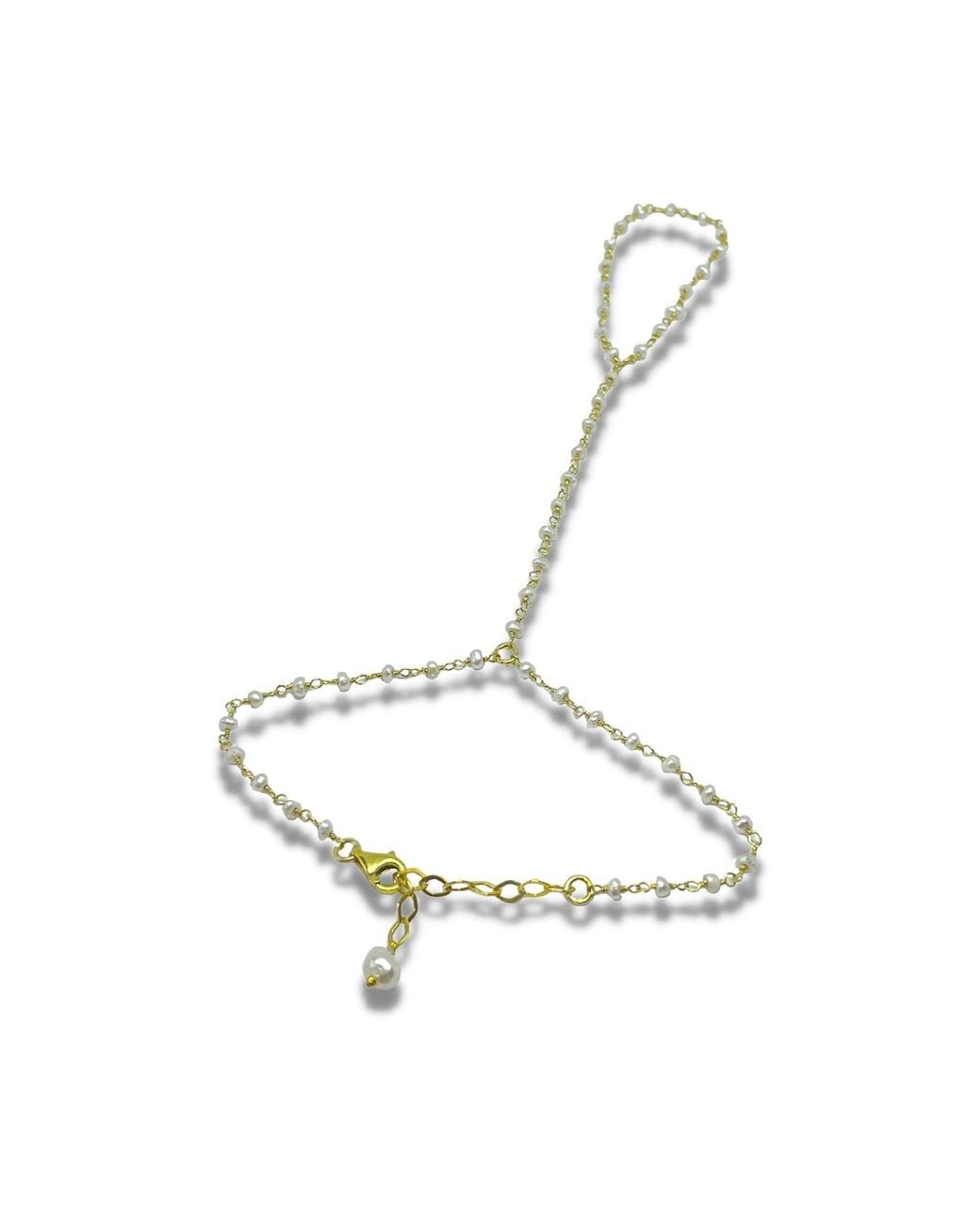 LINYA JEWELLERY Metallic Pearl Bashmer Hand Chain Sahmaran