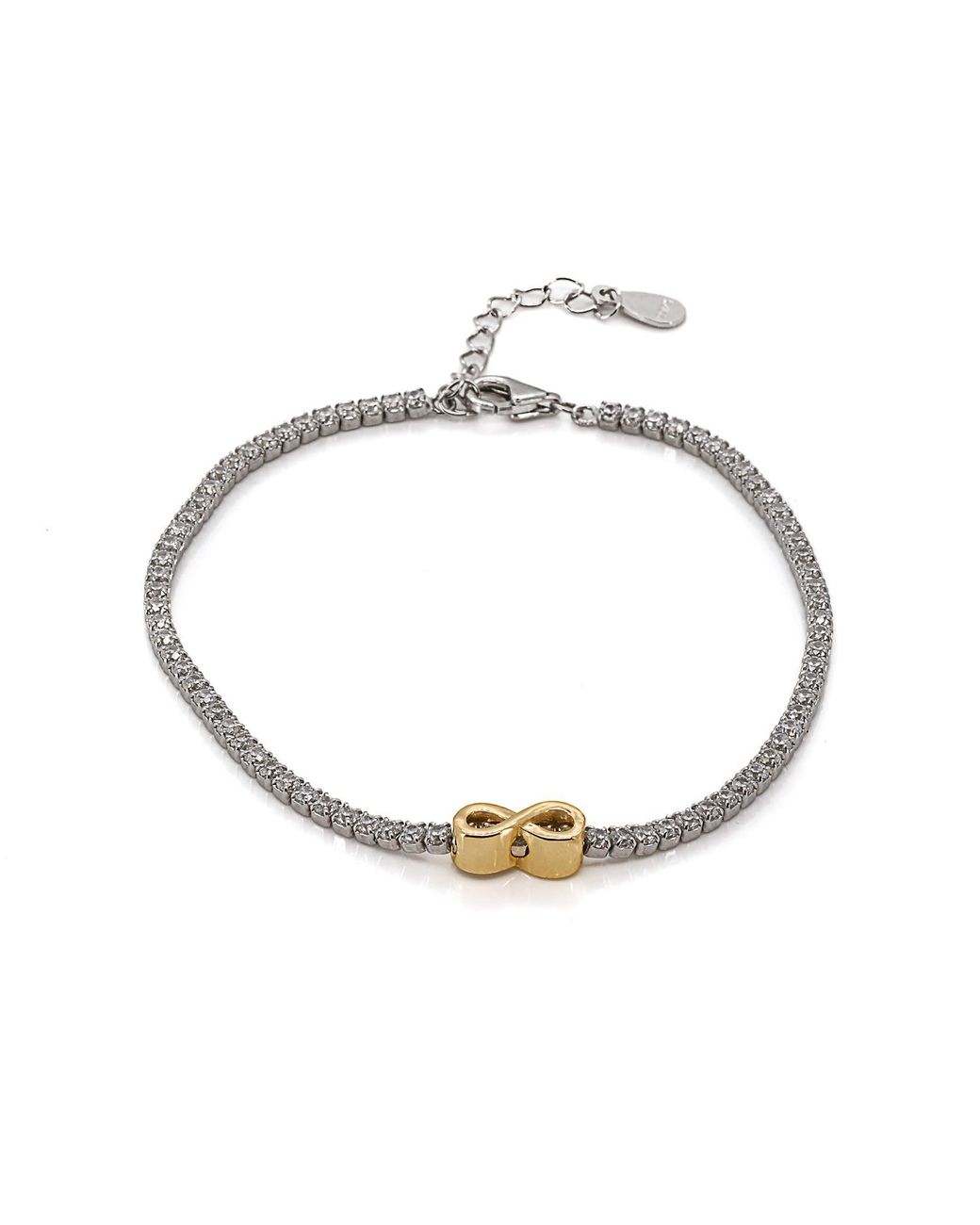 Ebru Jewelry Metallic Infinity Diamond Tennis Bracelet