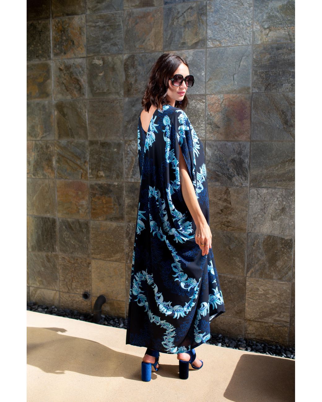 Jennafer Grace Blue Nebula Lei Caftan