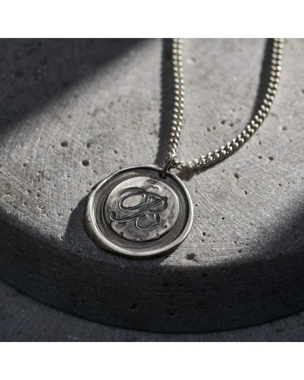 Posh Totty Designs Metallic Oxidised Initial Wax Seal Necklace for men