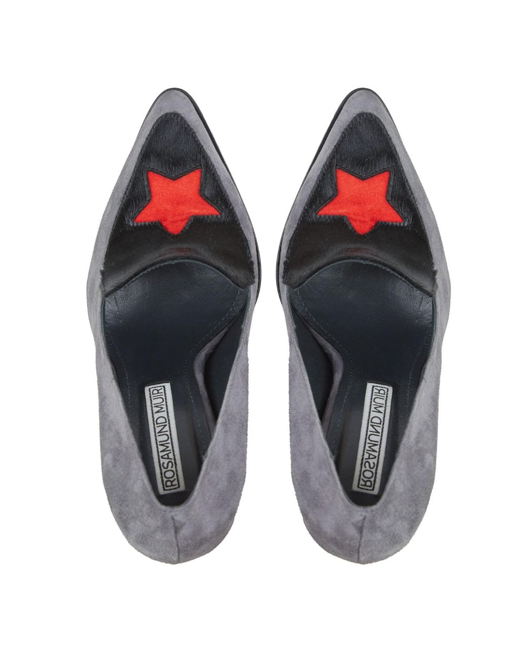 Rosamund Muir London Blue Maria Suede & Calf Hair With Star Loafers