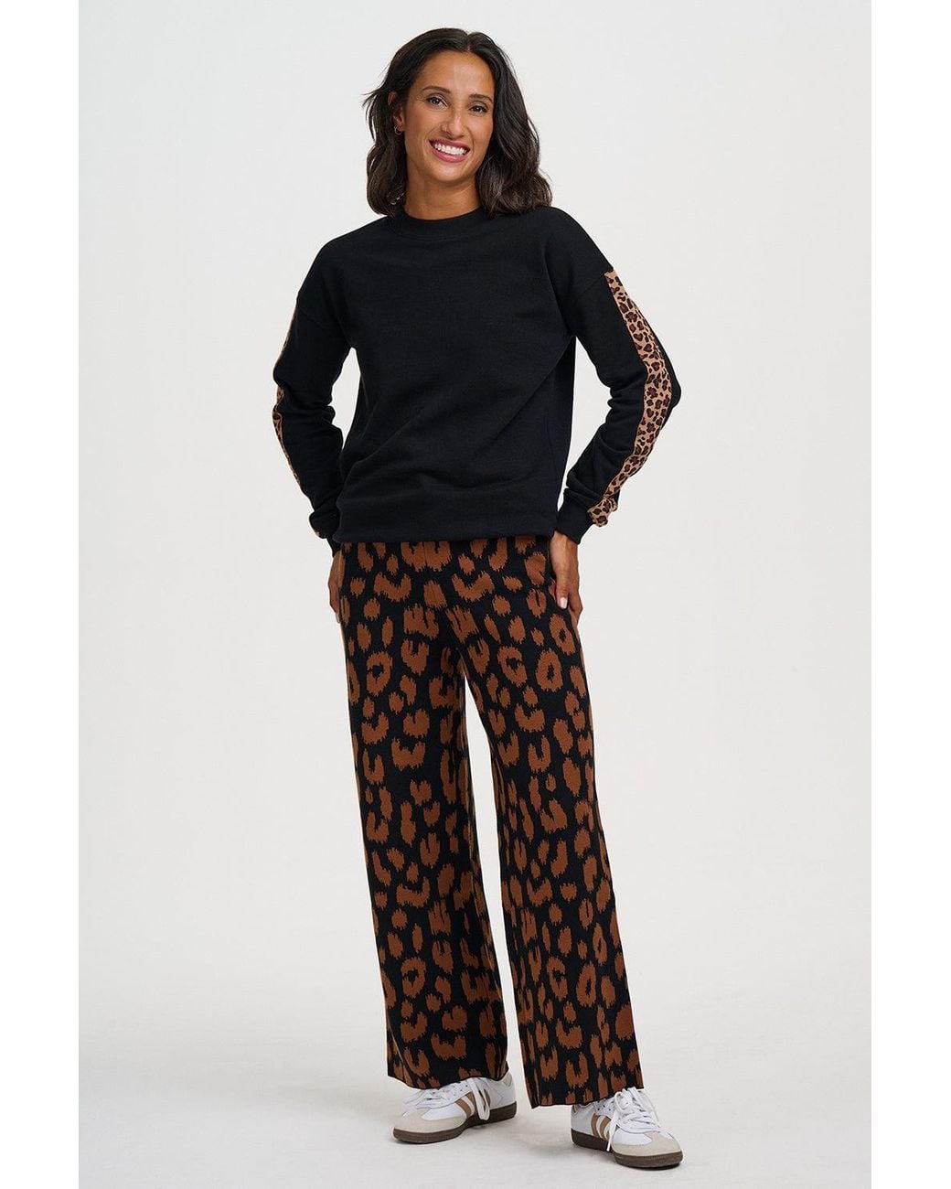 Sugarhill Brown Paulette Knitted Trousers Leopard
