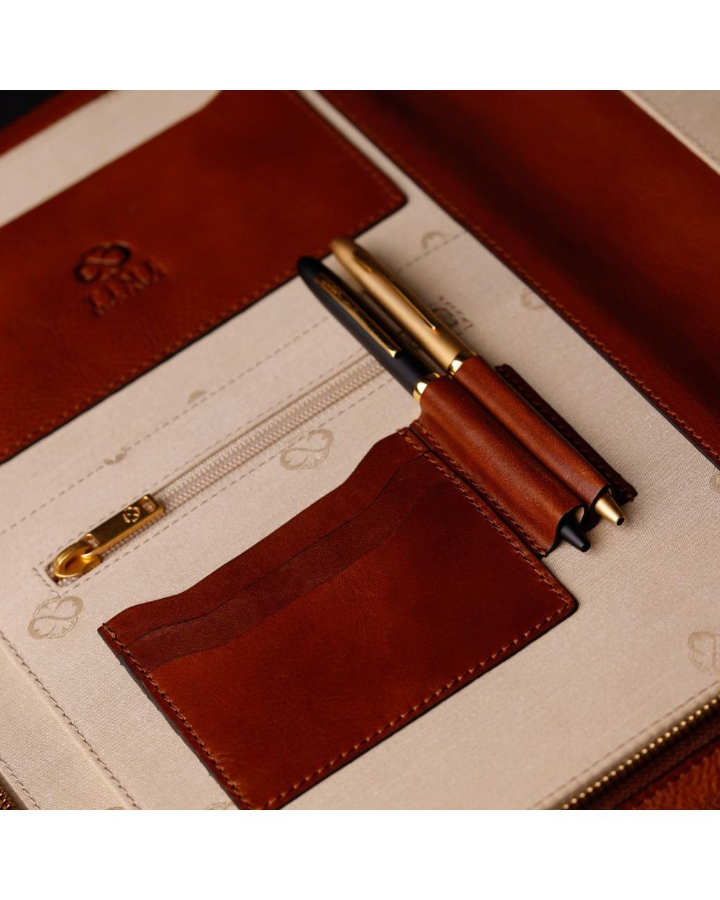 Time Resistance Brown Leather Documents Folder Organizer