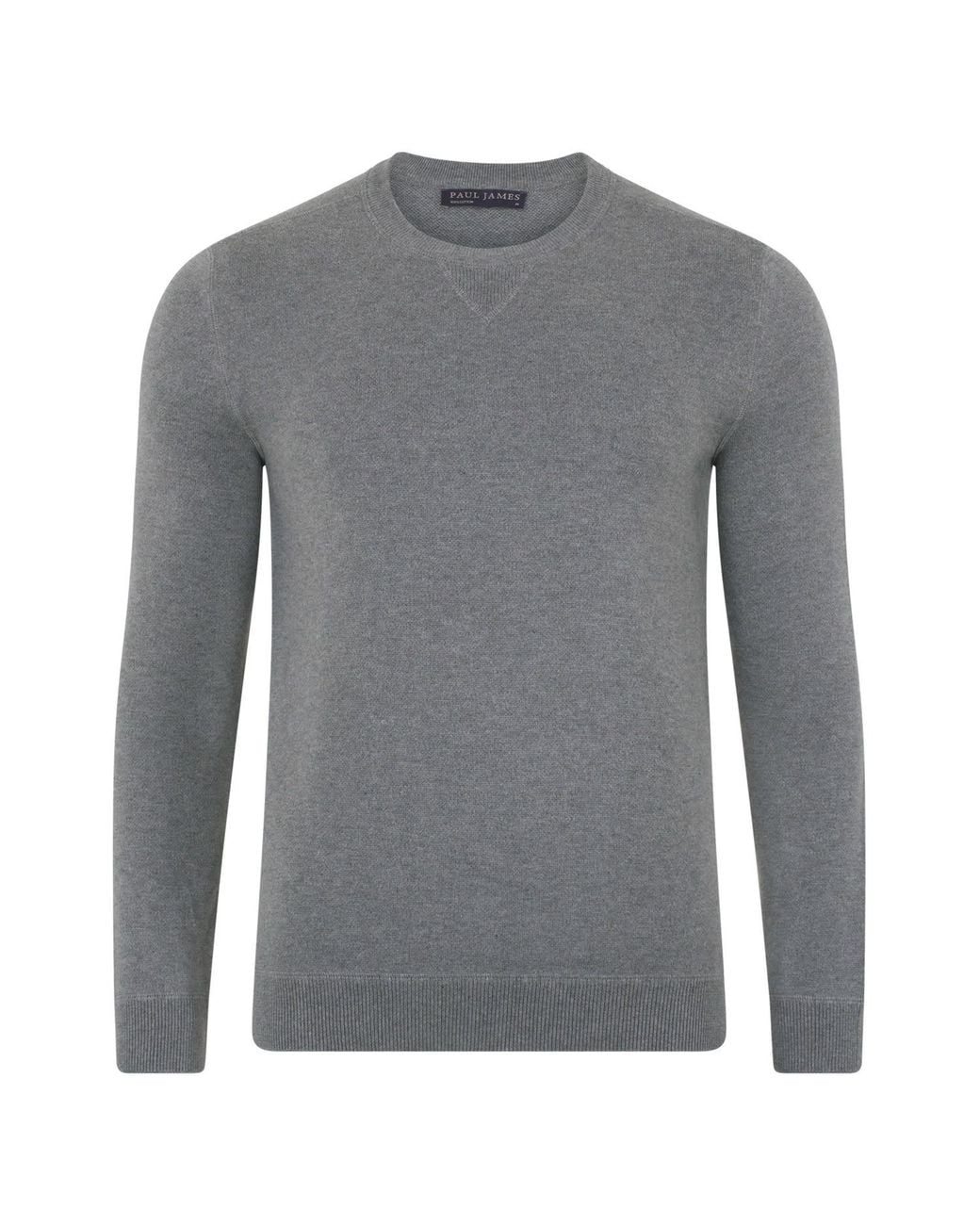 Paul James Knitwear Gray Midweight Cotton Beckham Knitted Sweatshirt for men