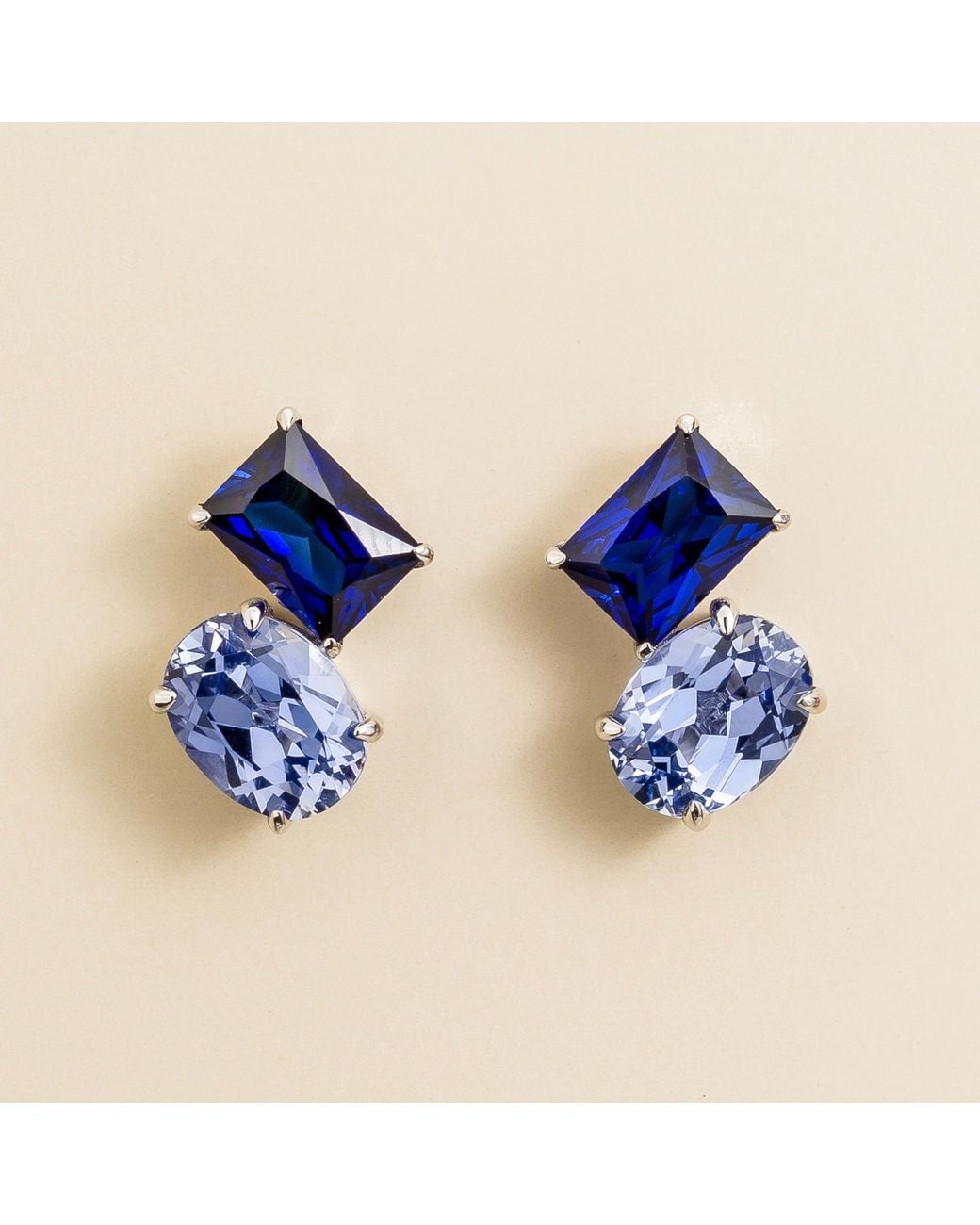 Juvetti Blue Buchon Earrings Set With Sapphire