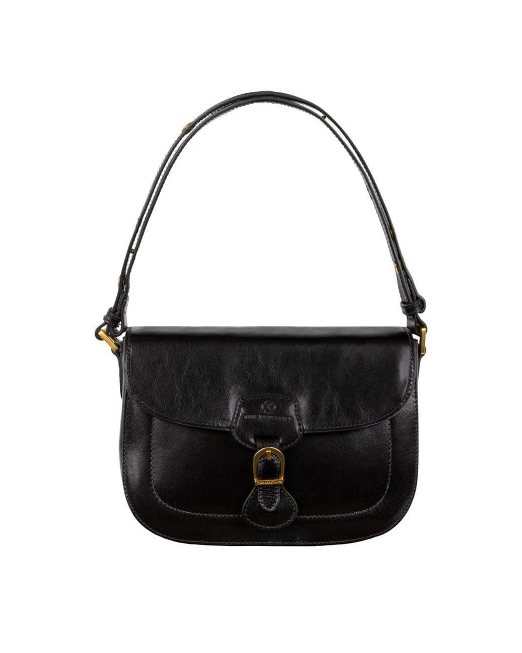 Time Resistance Black Leather Saddle Bag