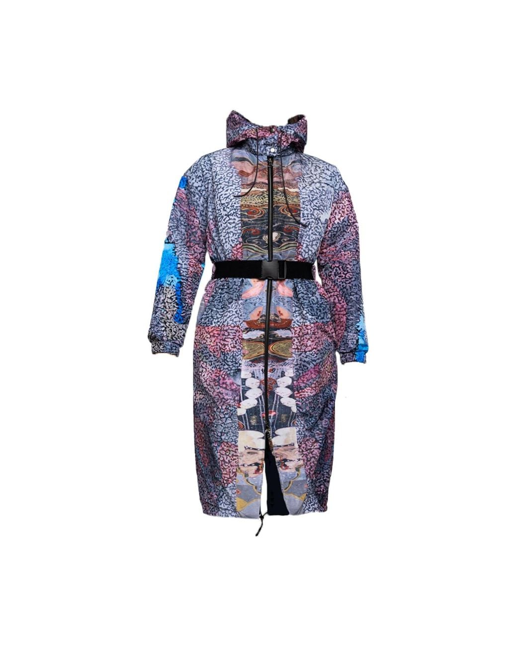 ARTISTA Blue Tara Printed Hooded Coat