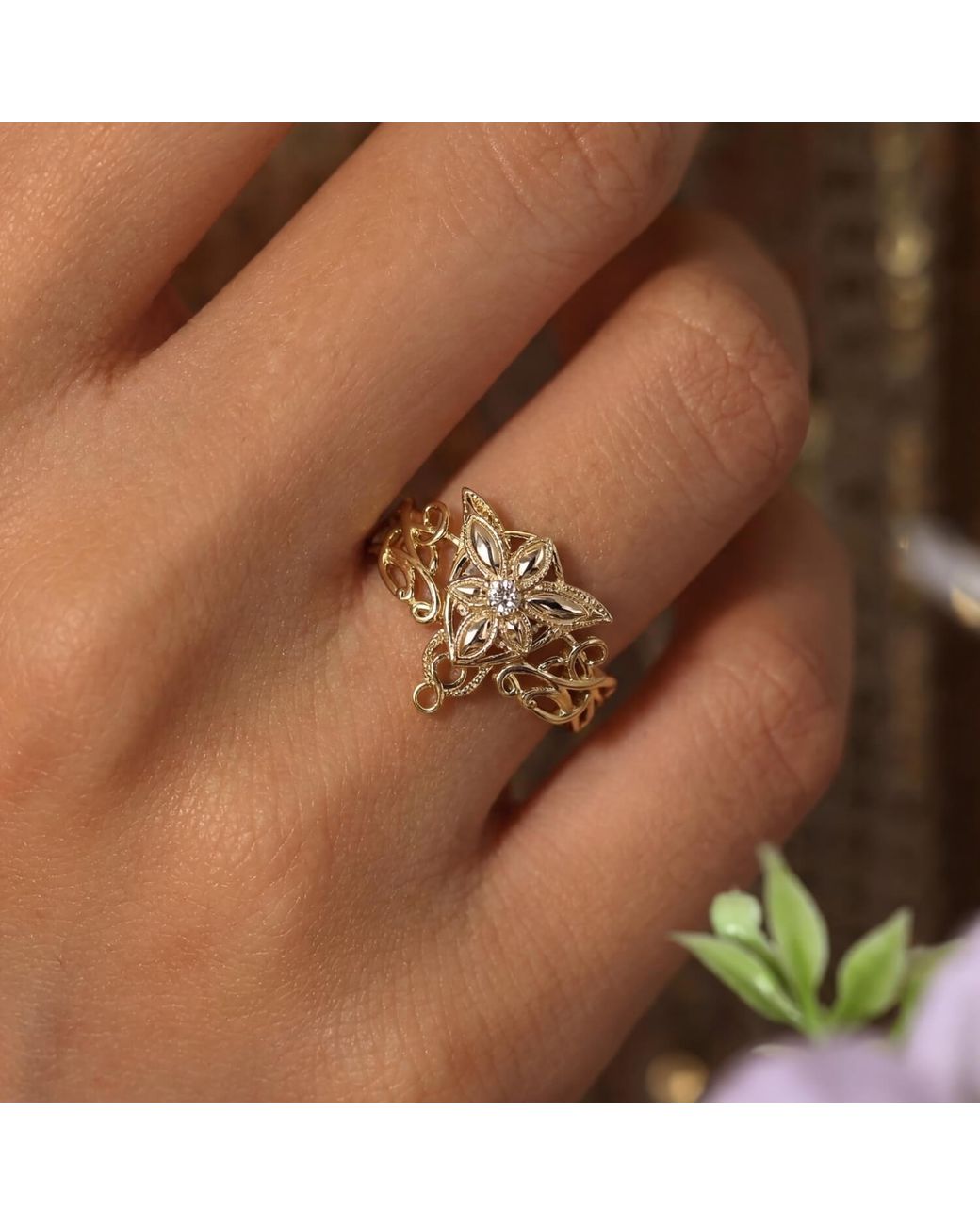 Azura Jewelry New York Metallic Evenfall Star Ring Vermeil