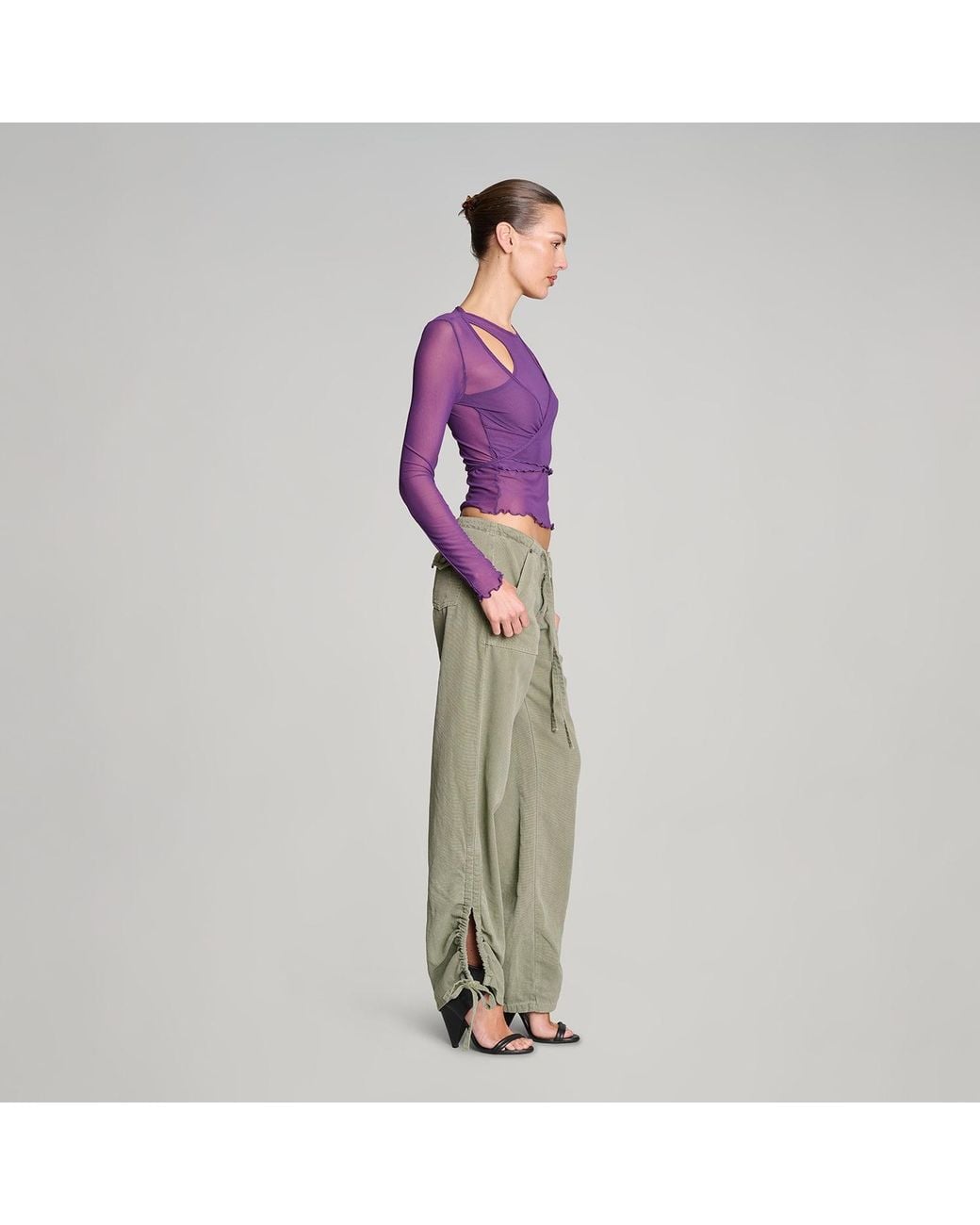 Love and Nostalgia Purple Wrap It Up Mesh Top