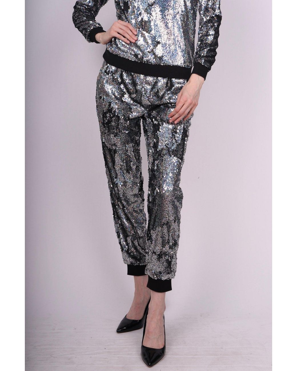 Any Old Iron Black Holographic Glitter Forever Sequin Joggers