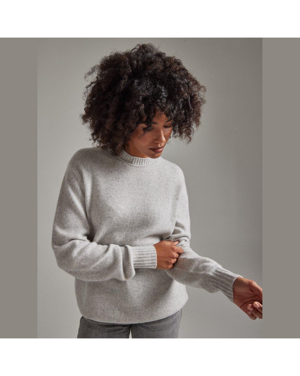 Salts Cashmere Gray Lofty Knit Crew Neck Sweater