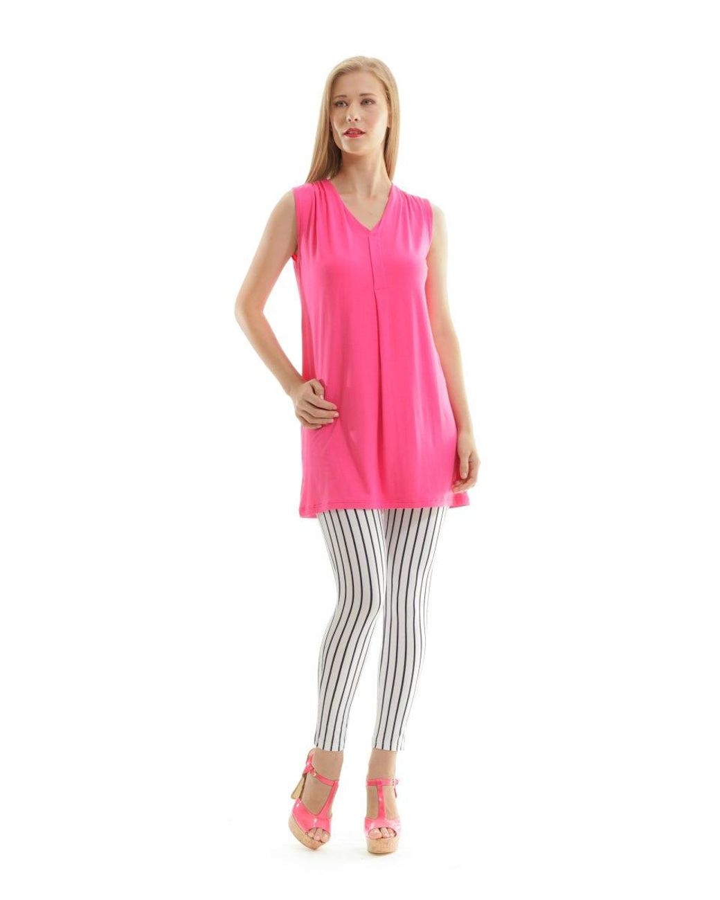 Conquista Pink Sleeveless Pleat Detail Tunic