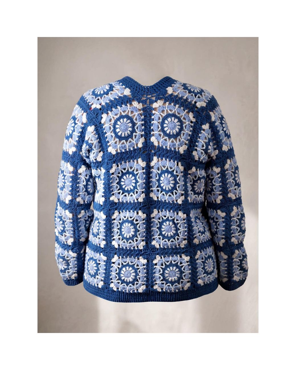 Ana Chic Blue Mosaic Handmade Crochet Cardigan