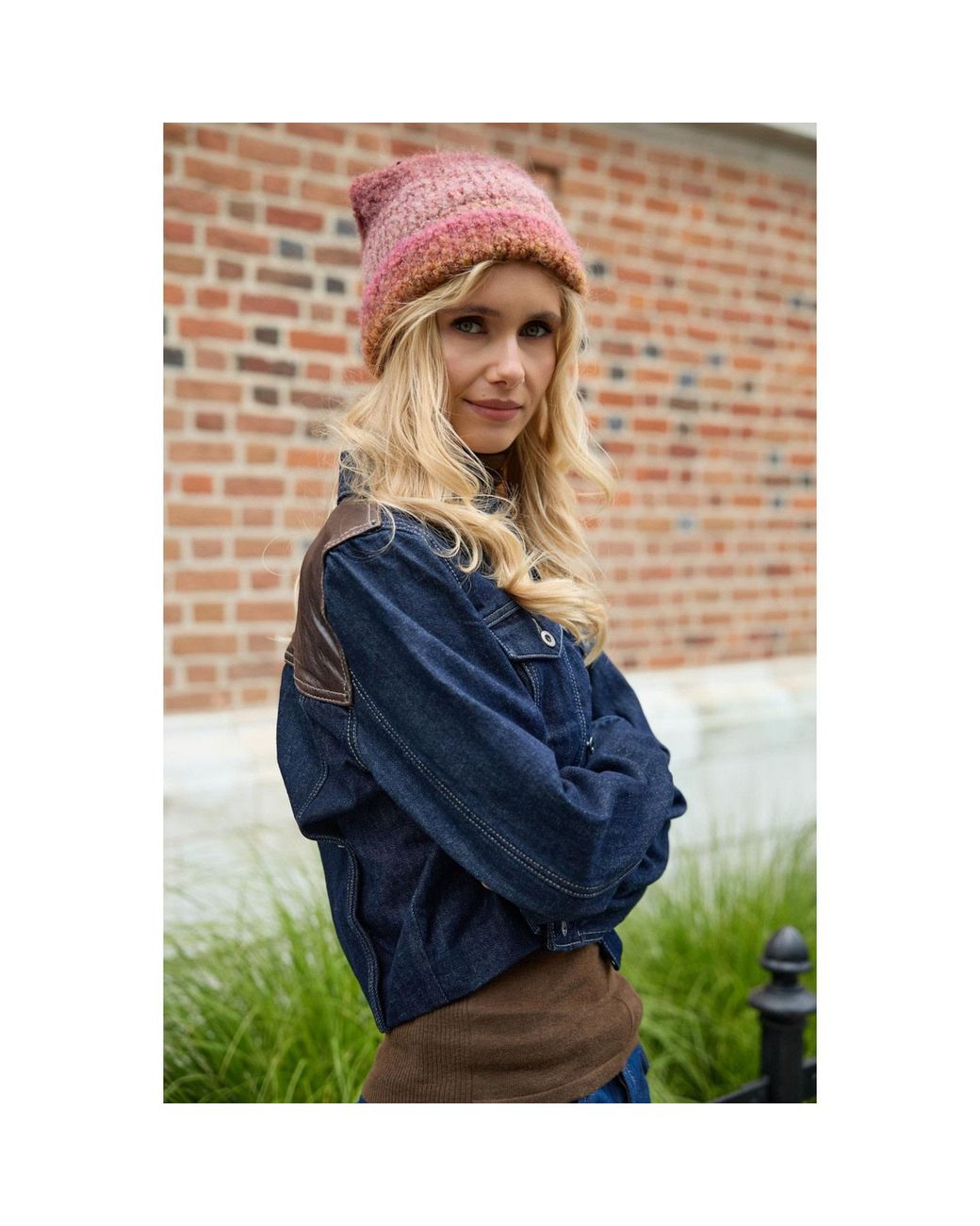 Saachi Brown Gradient Knit Beanie
