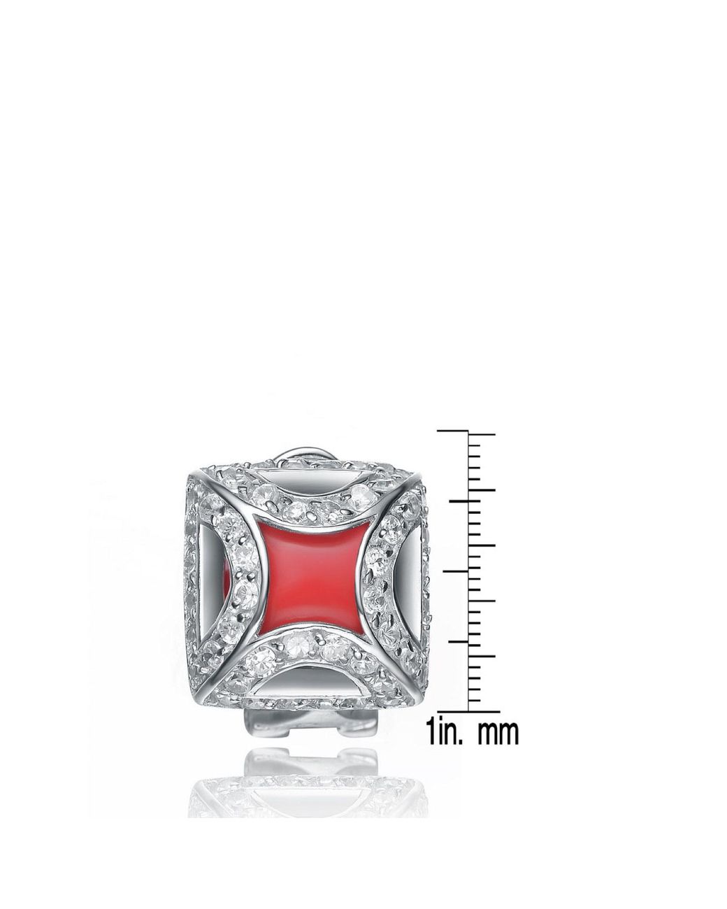 Genevive Jewelry White Cubic Zirconia Sterling Plated Coral Square Shape Earrings