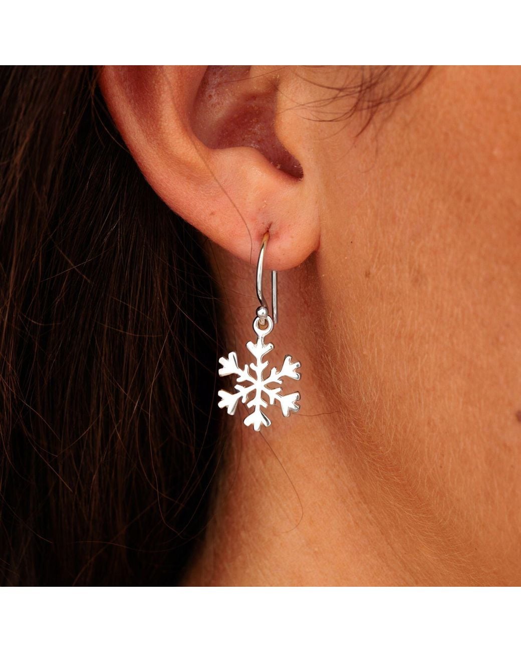 Lily Charmed White Sterling Snowflake Hook Earrings
