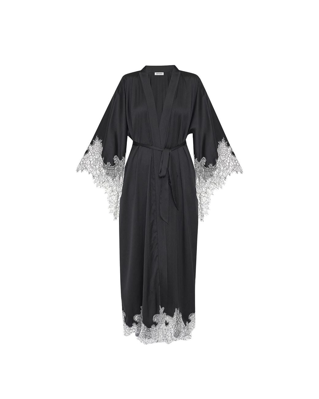 Avenue 8 Black Lace Detailed Maxi Robe